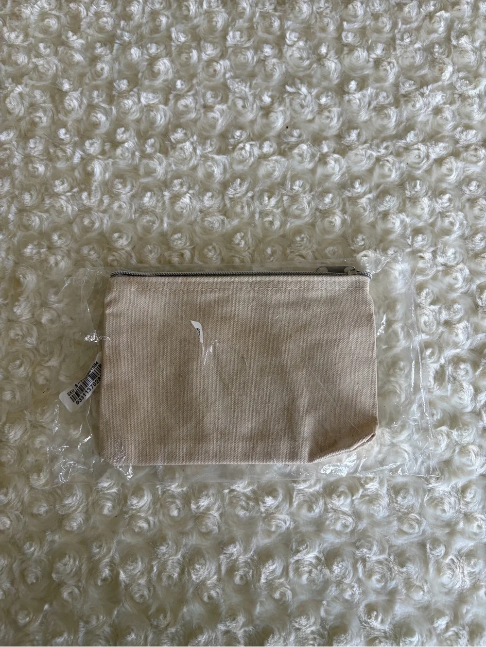 New BECCA Small Canvas Zip Pouch in lLight Beige